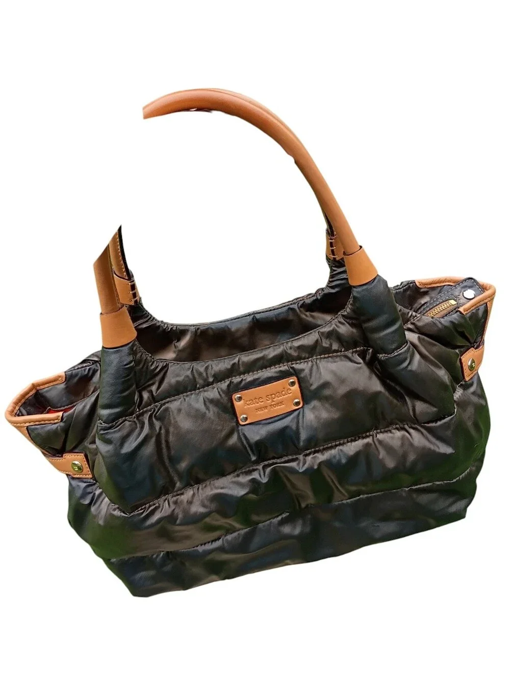 Kate Spade New York Charlie Snow Mass Quilted Puffer Shoulder Bag Bronze Leather